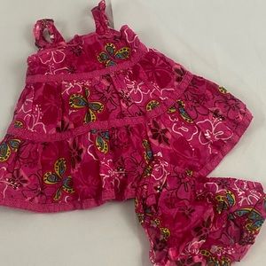 The Children’s Place Pink and Green Butterfly Sundress Diaper Cover 6-9 months